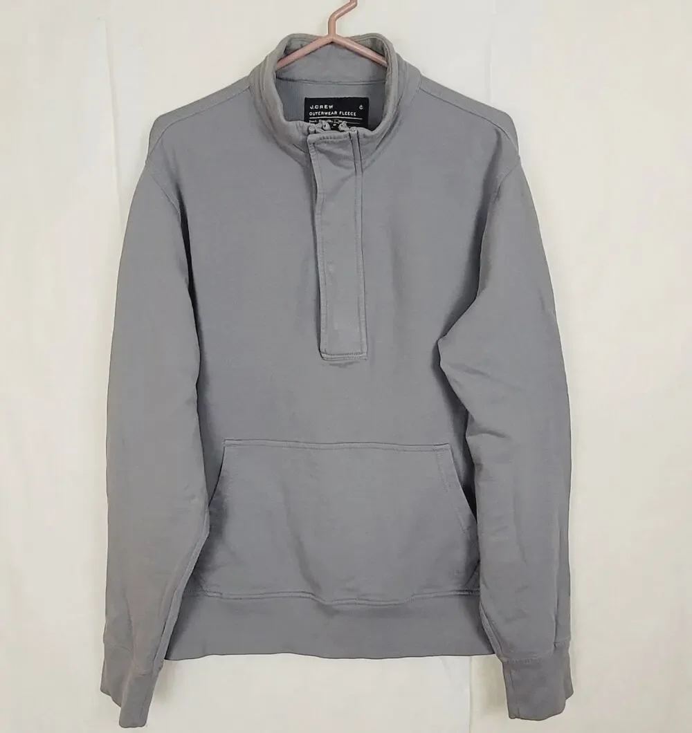 J.Crew Outerwear Fleece grey quarter zip pullover top size Med Minimal Classic